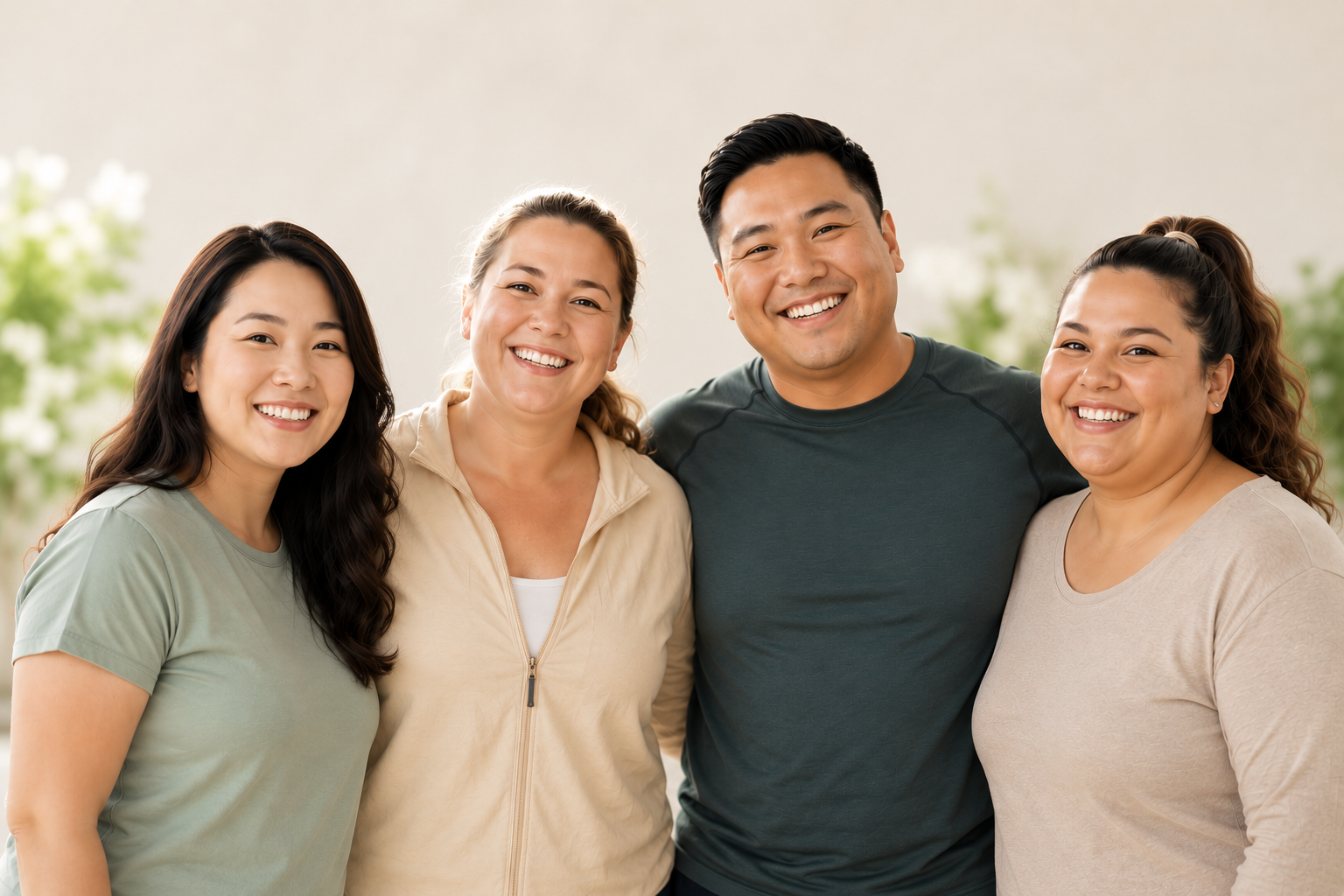 A diverse group of Miru patients smiling together