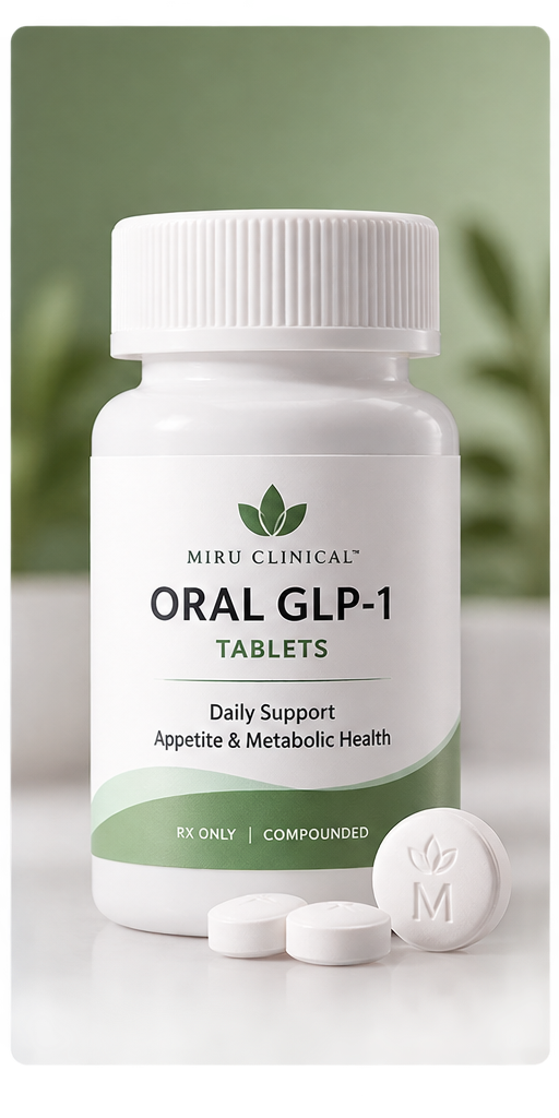 Miru Clinical Oral GLP-1 tablet bottle